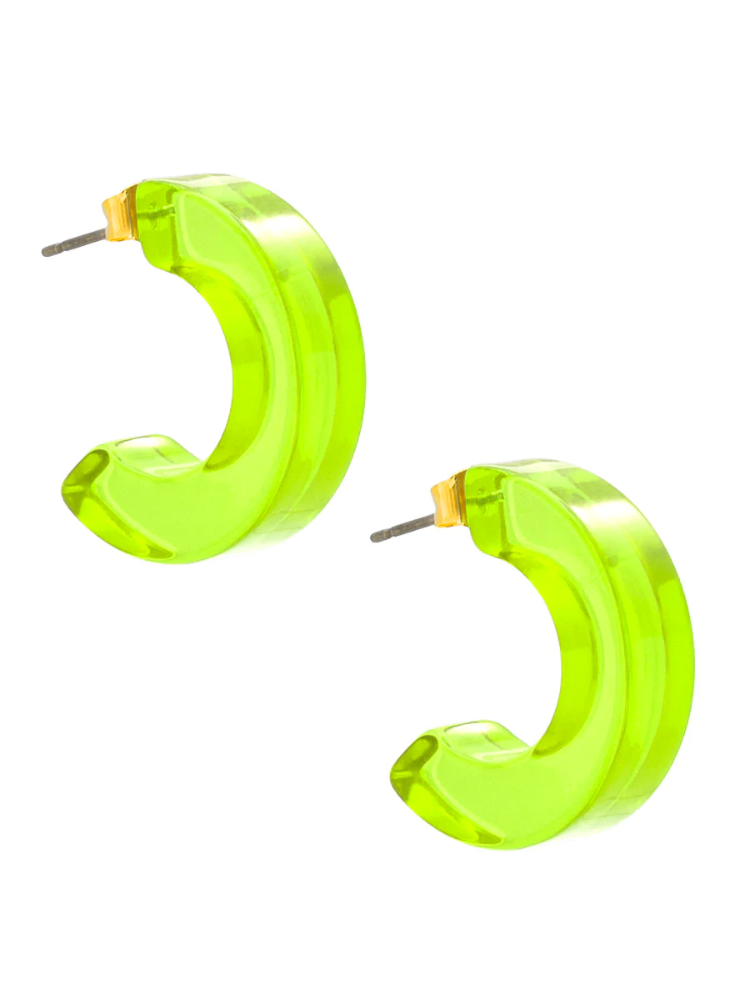Lucite Neon Hoop Earring - Lime