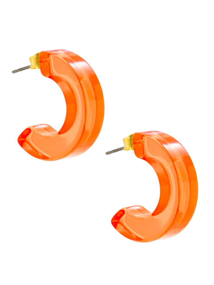 Lucite Neon Hoop Earring - Orange