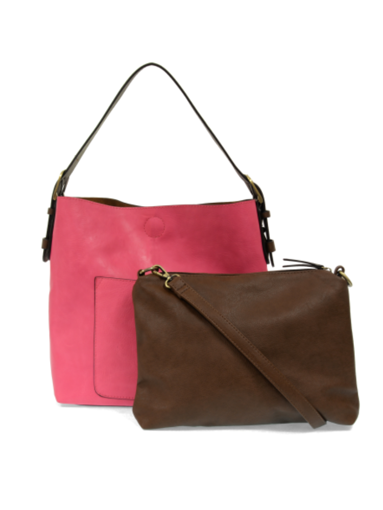 Joy Susan Classic Hobo Handbag- Chacha Pink / Coffee Handle