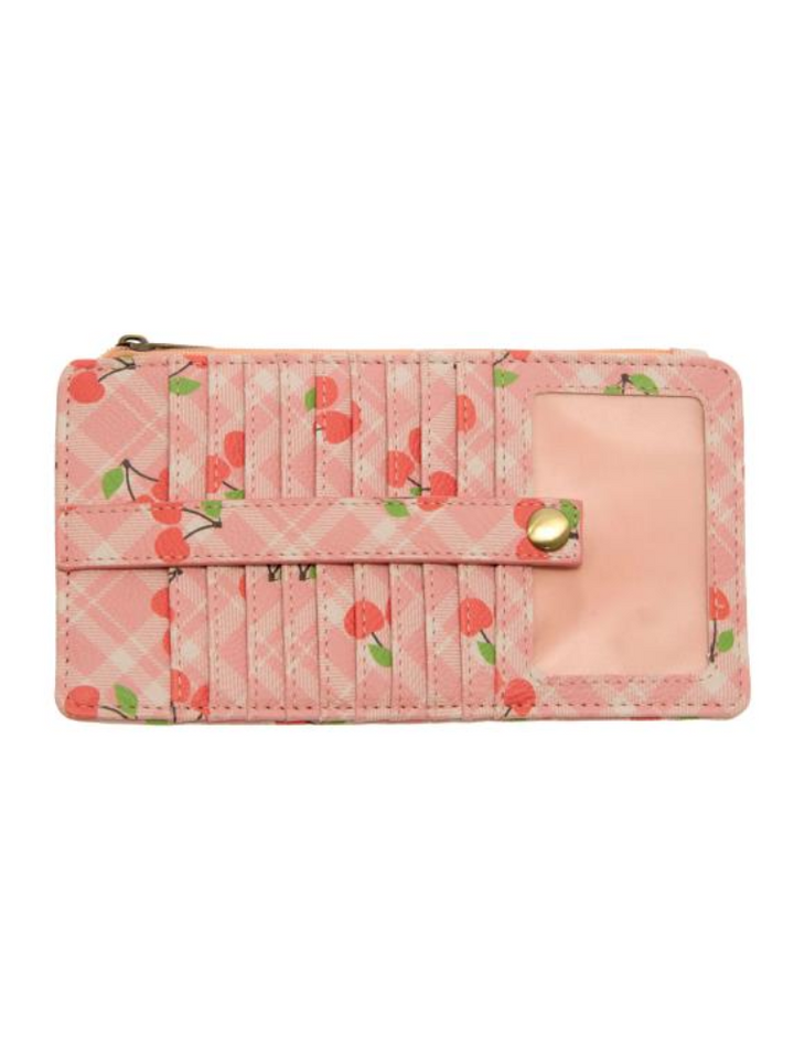 Joy Susan Kara Mini Wallet - Cherries On Pink Plaid