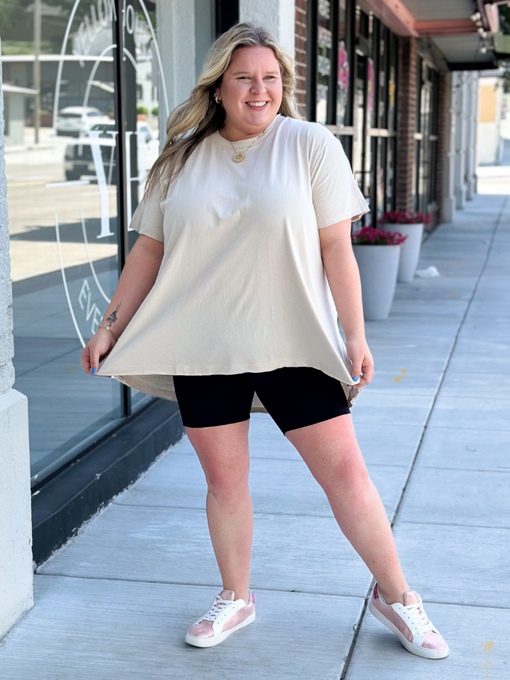 The Lainey Oversized High Low Top - Sand Beige