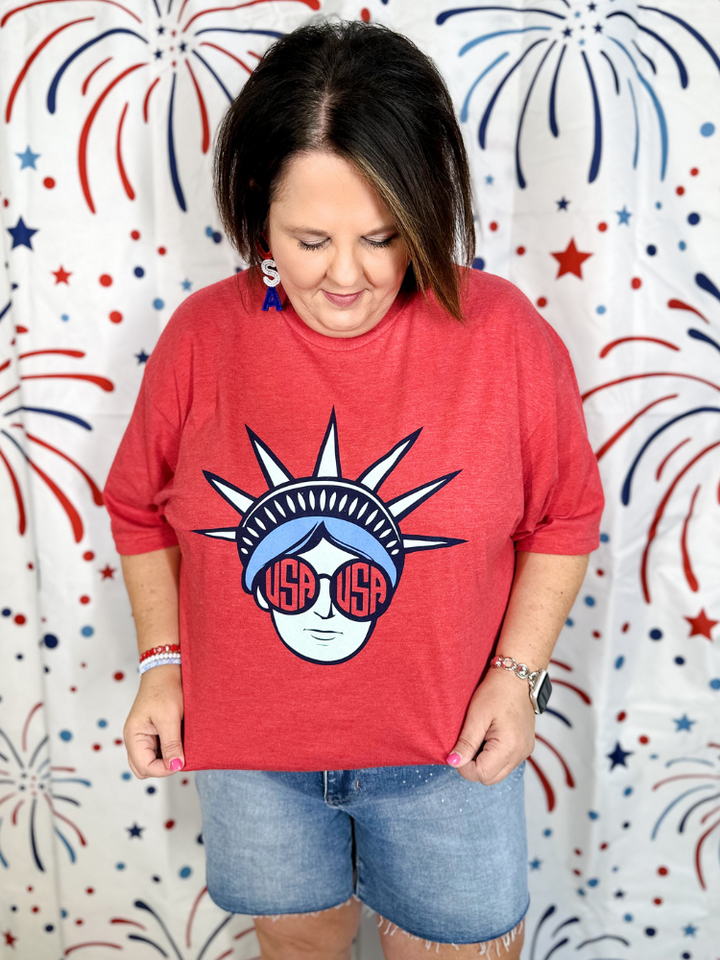 Red Lady Liberty Tee