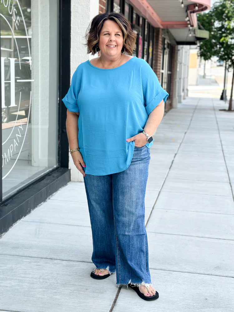 The Mollie Basic Top - Ocean Blue