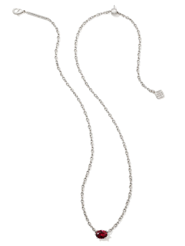 Kendra Scott Cailin Pendant Necklace - Silver & Burgundy