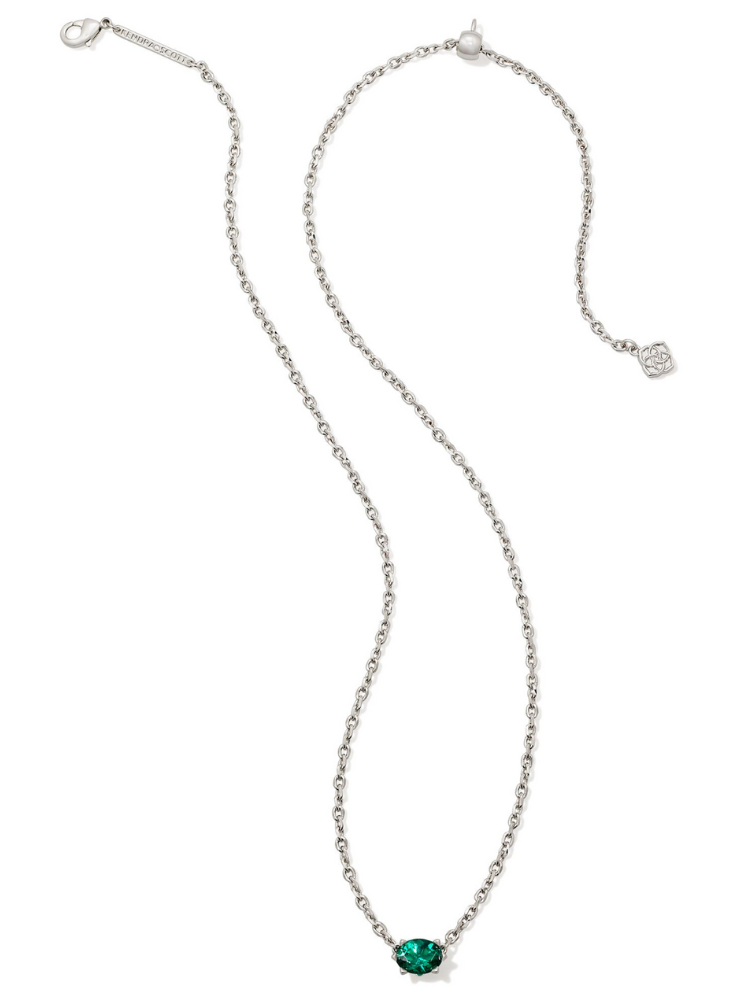 Kendra Scott Cailin Pendant Necklace - Silver & Green