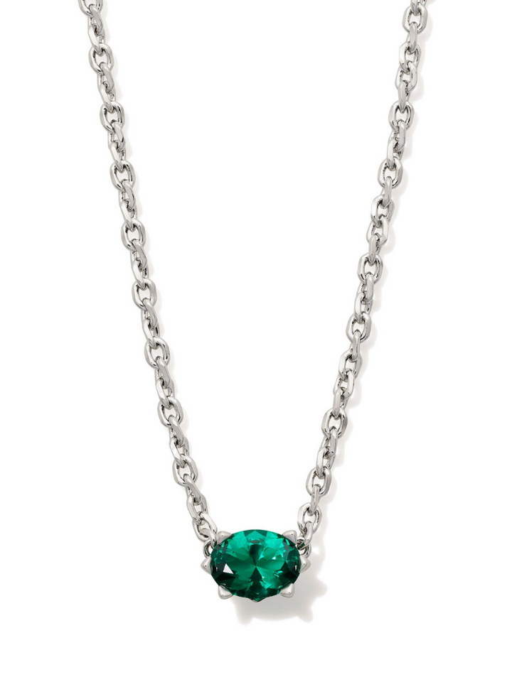 Kendra Scott Cailin Pendant Necklace - Silver & Green