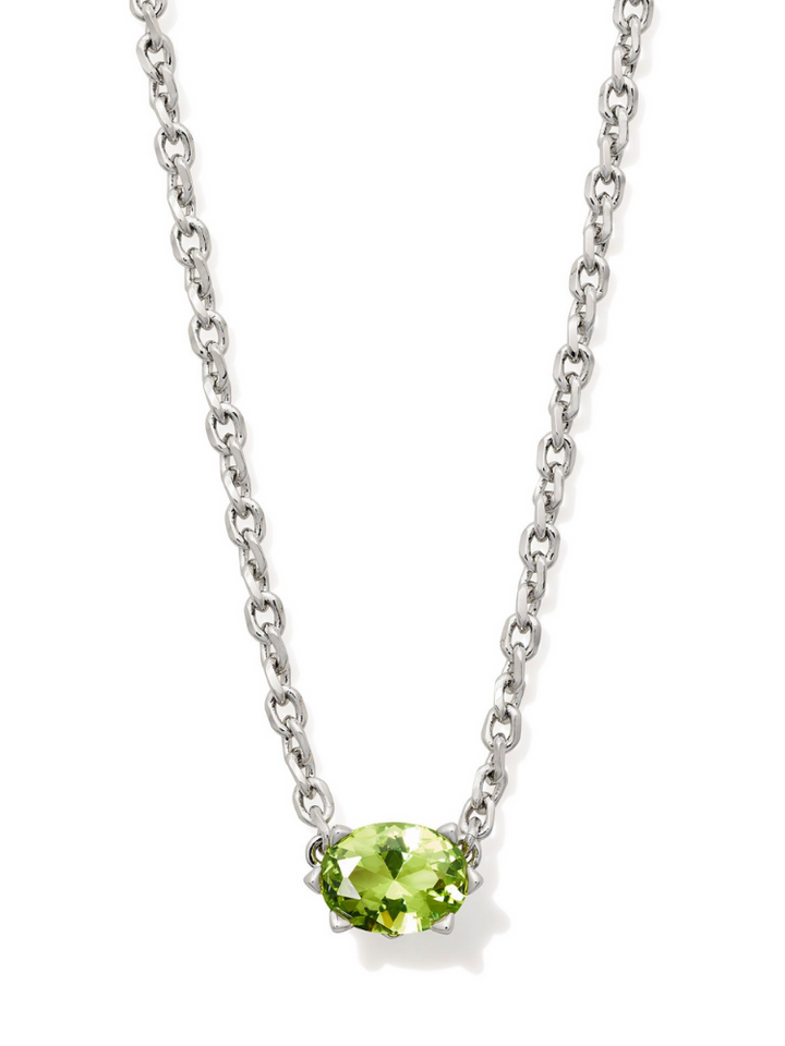 Kendra Scott Cailin Pendant Necklace - Silver & Green Peridot