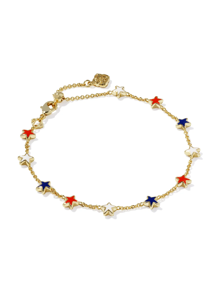 Kendra Scott Sierra Star Delicate Chain Bracelet - Gold, Red, White, Blue Mix