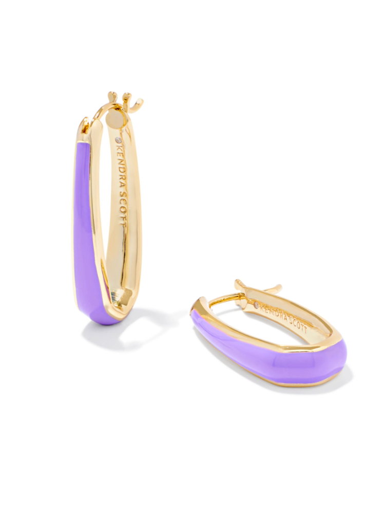 Kendra Scott Kelsey Hoop Earring - Gold & Purple Enamel