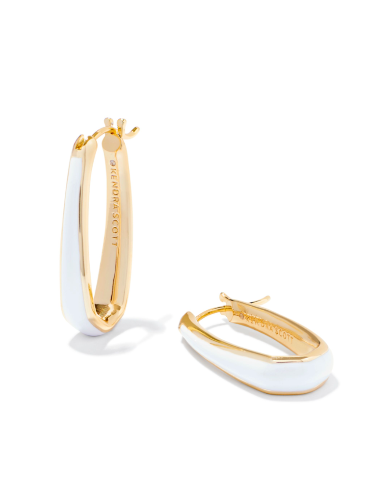 Kendra Scott Kelsey Hoop Earring - Gold & White Enamel