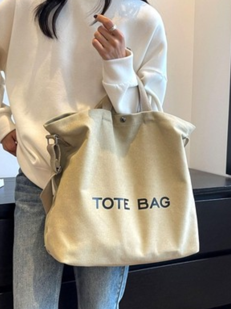 Large Canvas Tote Bag - Khaki