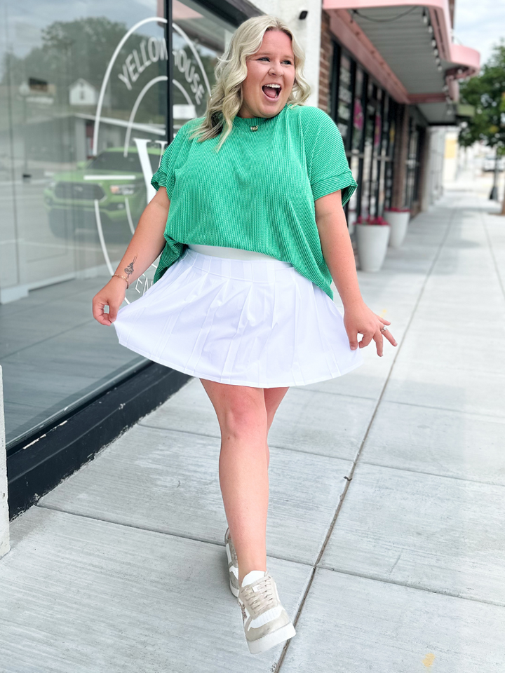 The Palmer Pleated Skort - White