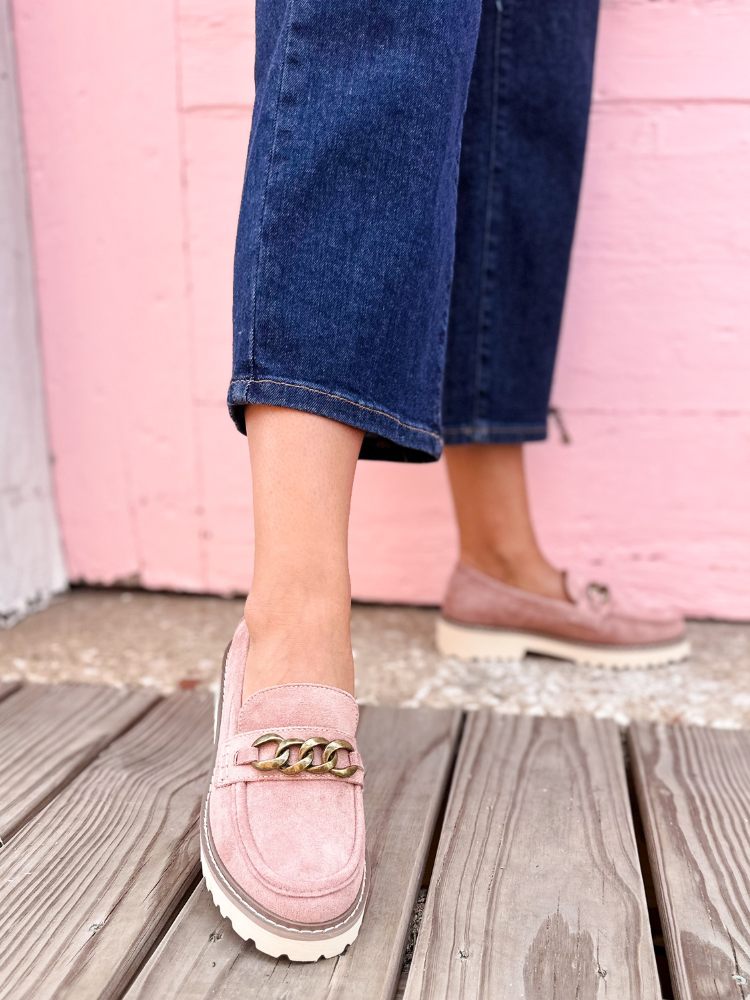 Literally Loafer - Blush Faux Suede