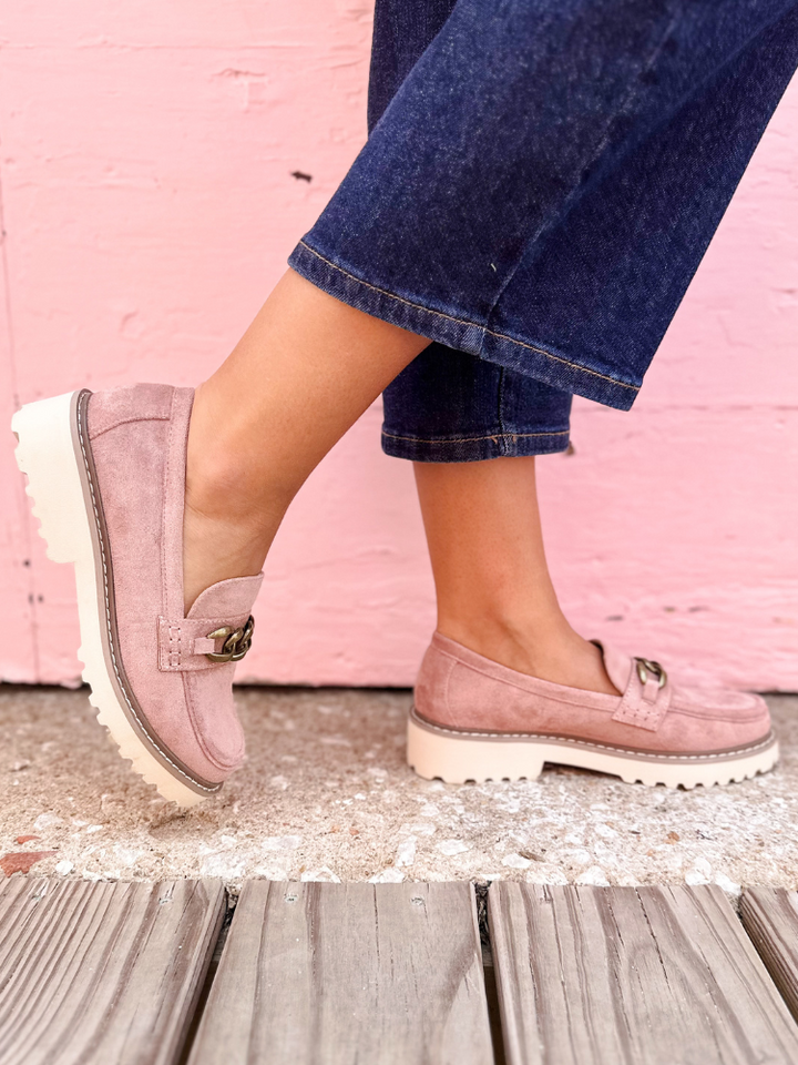 Literally Loafer - Blush Faux Suede