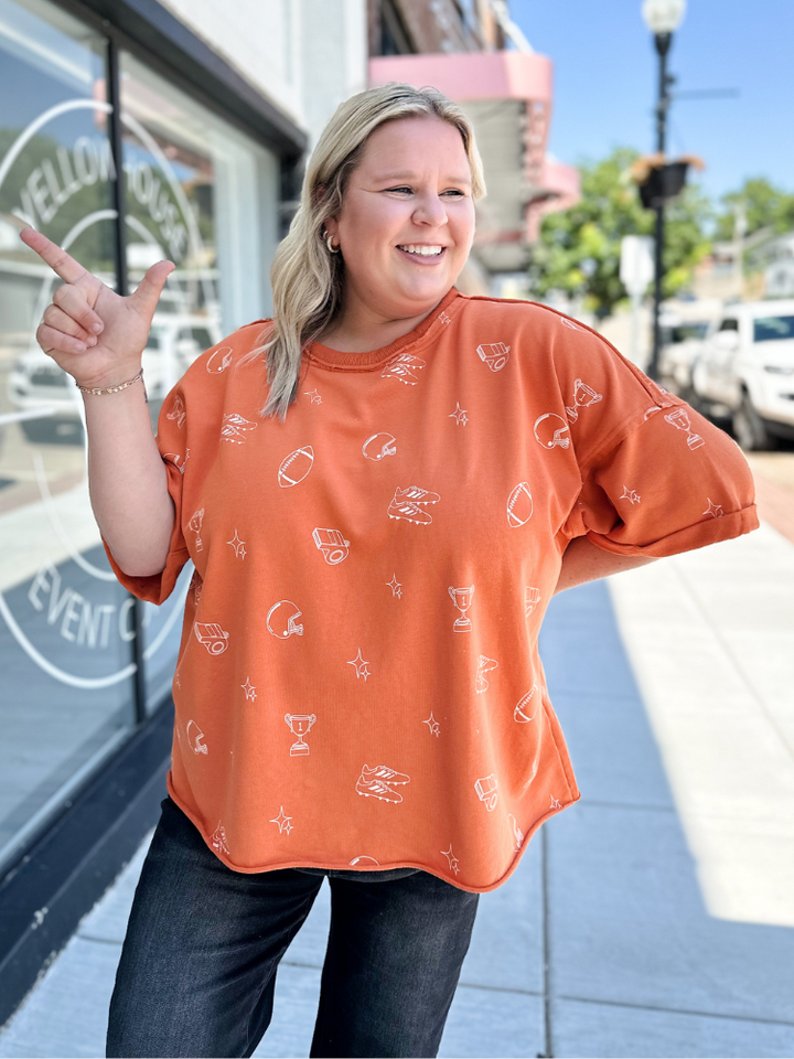 Football Icon Graphic Top - Orange