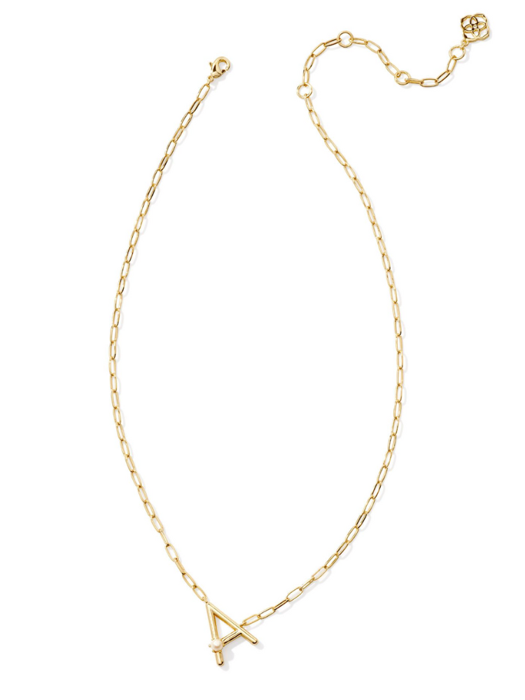 Kendra Scott Pearl Letter Necklace - Gold & Pearl