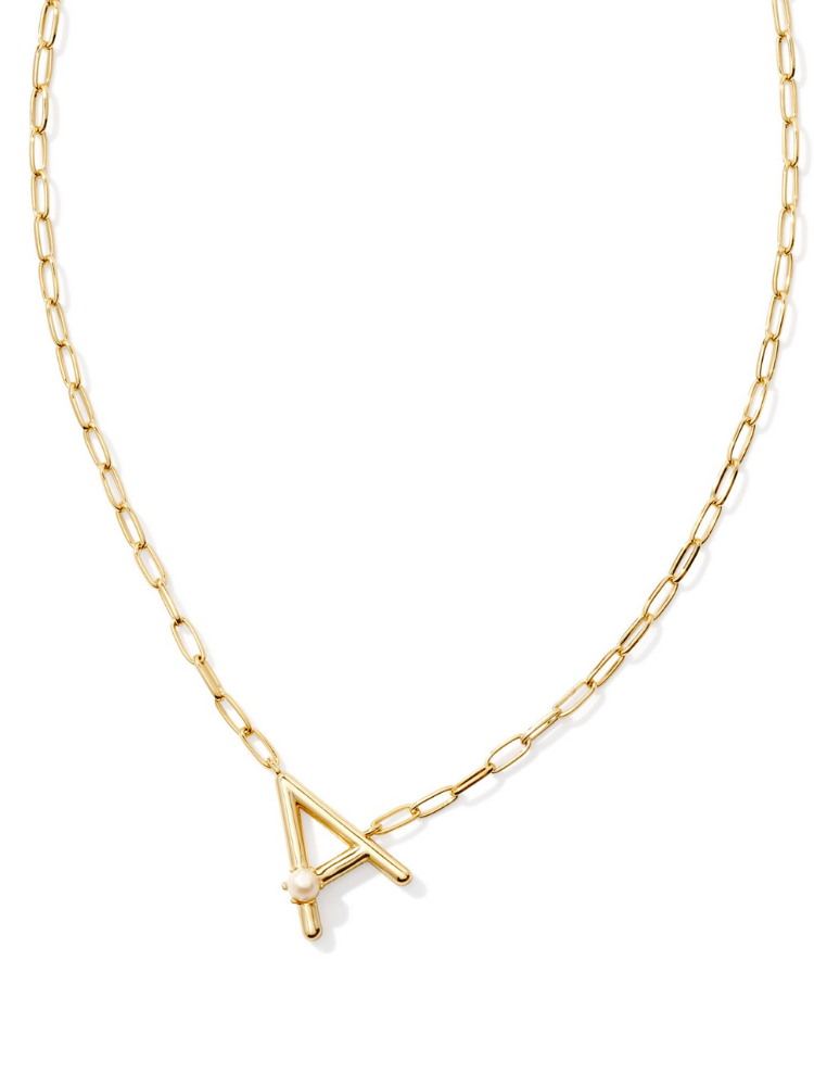 Kendra Scott Pearl Letter Necklace - Gold & Pearl