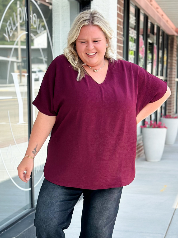 The Nicole Basic Top - Burgundy