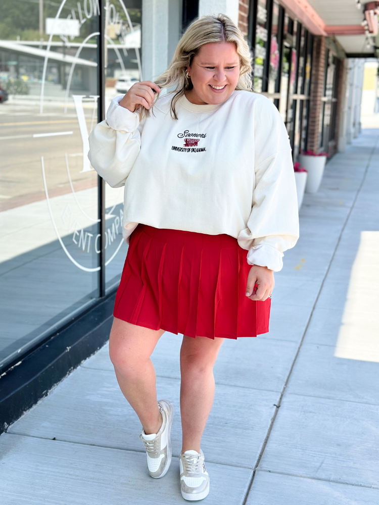 Sooners Embroidered Script Sweatshirt - Cream