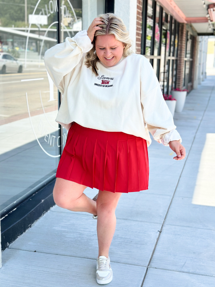 Sooners Embroidered Script Sweatshirt - Cream