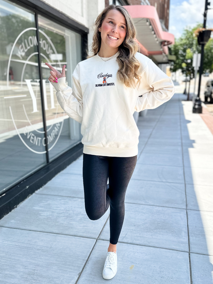 Cowboys Embroidered Script Sweatshirt - Cream