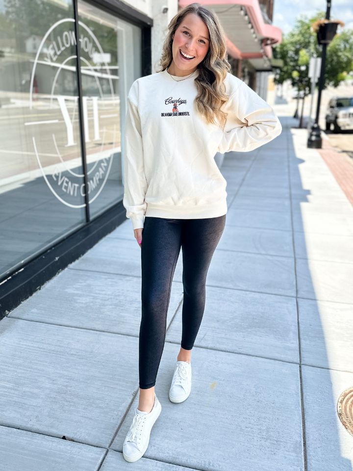 Cowboys Embroidered Script Sweatshirt - Cream