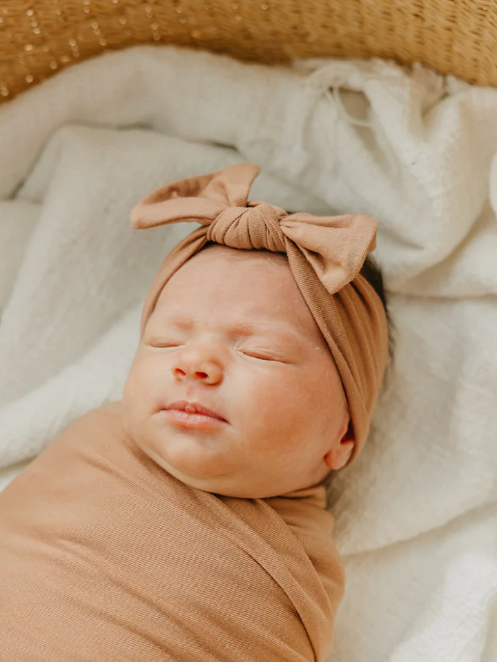 Copper Pearl Headband Bow - Pecan