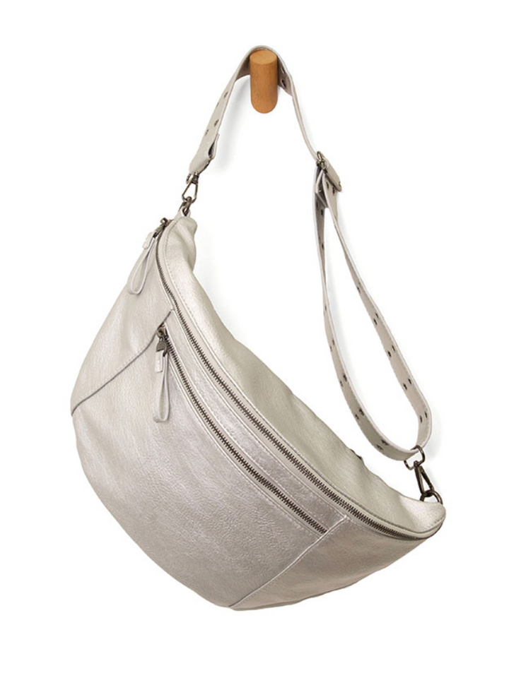 Joy Susan : Mel Large Sling / Crossbody Bag - Metallic Silver