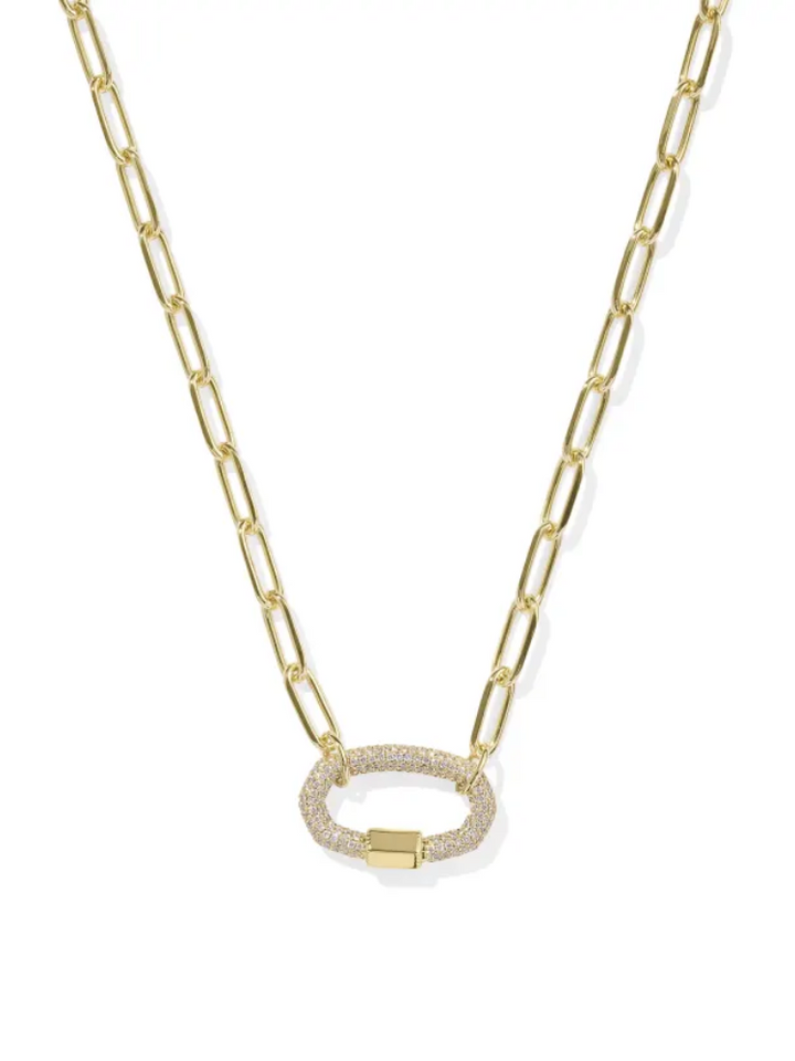 Kendra Scott Emery Link Chain Necklace -  Gold White Crystal