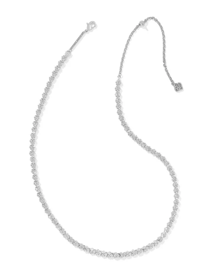 Kendra Scott Emery Tennis Necklace -  Silver White Crystal