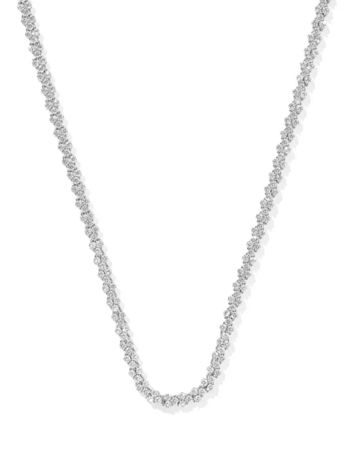 Kendra Scott Emery Tennis Necklace -  Silver White Crystal