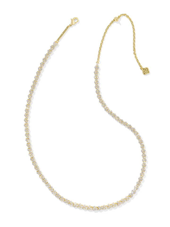 Kendra Scott Emery Tennis Necklace - Gold White Crystal