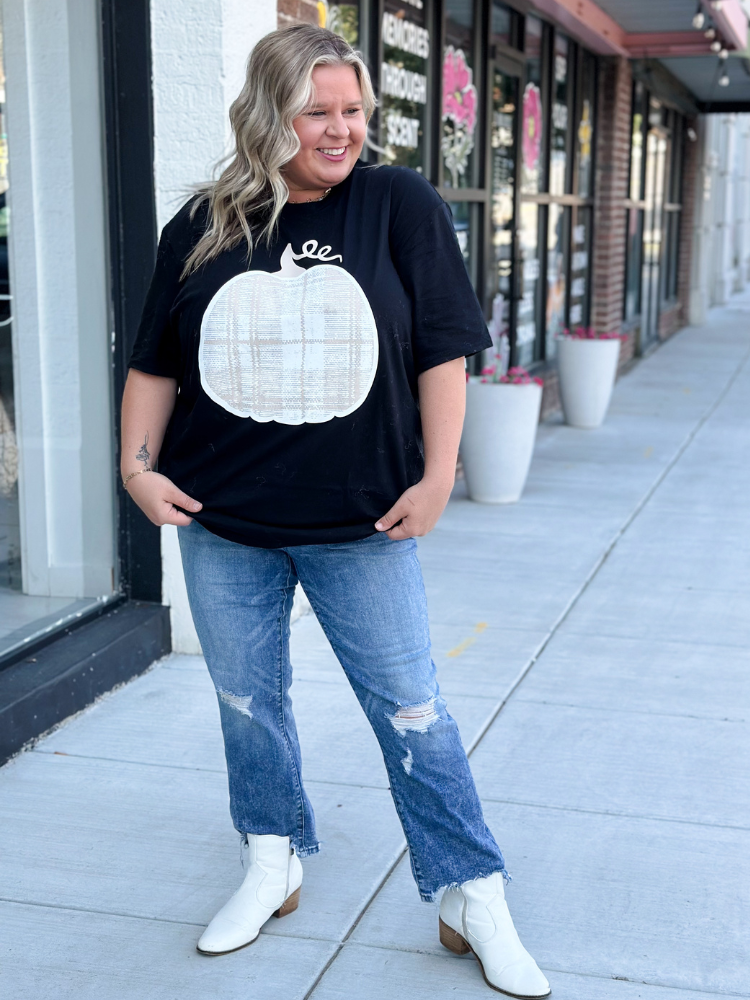 Beige Plaid Pumpkin Tee