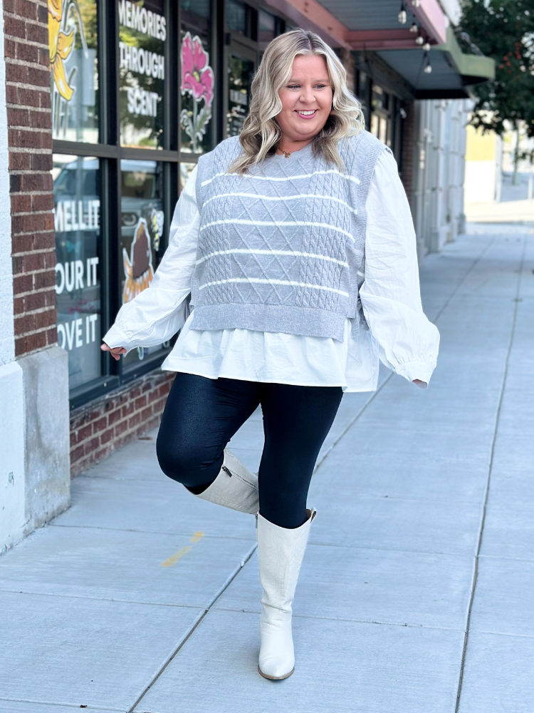 The Hallie Sweater Vest Top - Heather Grey