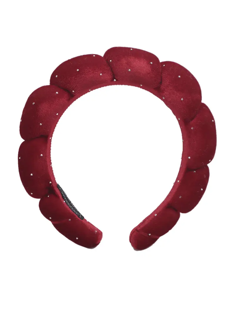 Spa Headband & Wristband Bling Set - Red