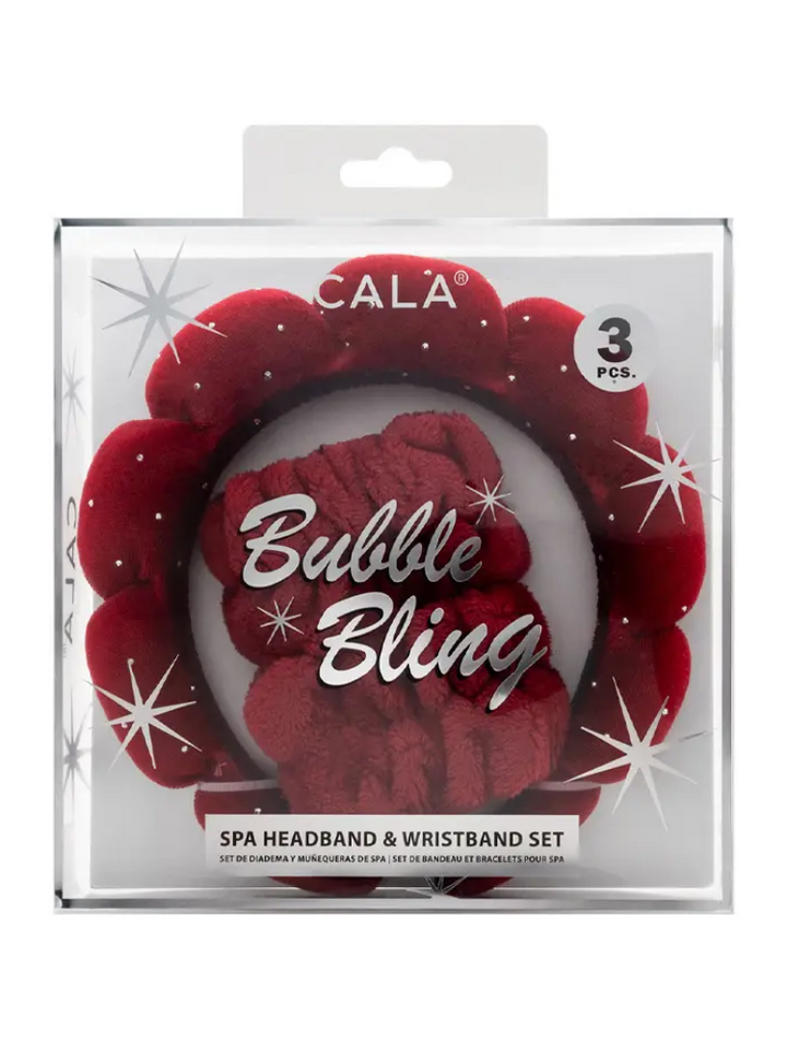 Spa Headband & Wristband Bling Set - Red