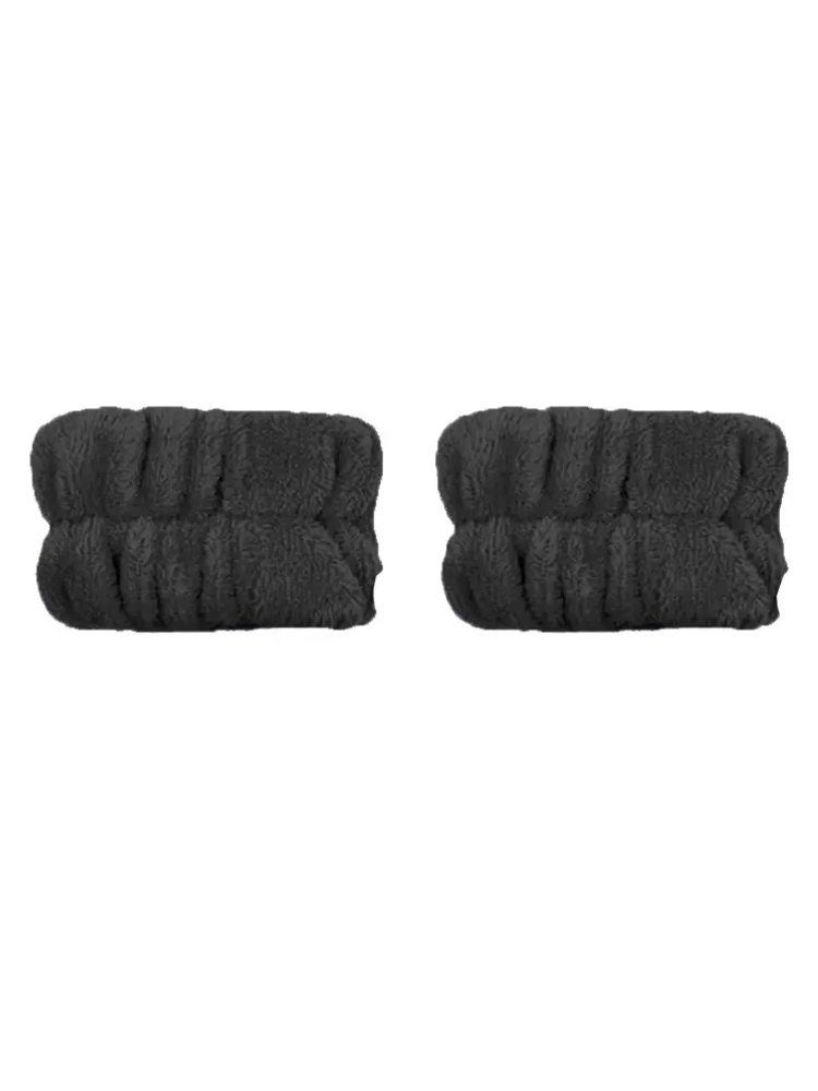 Spa Headband & Wristband Bling Set - Black