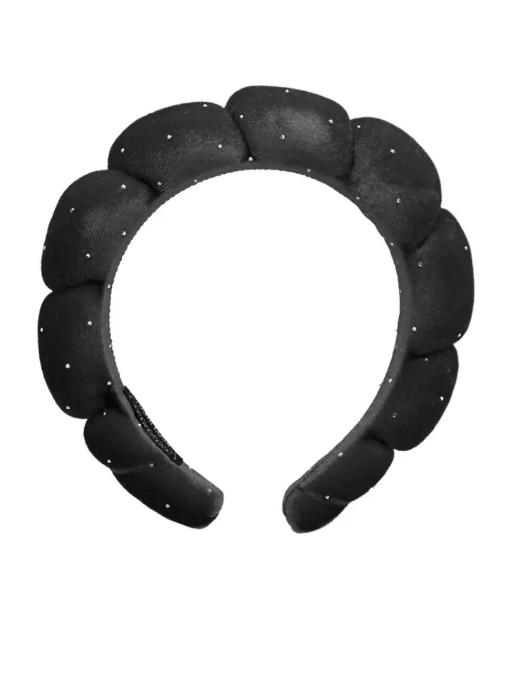 Spa Headband & Wristband Bling Set - Black