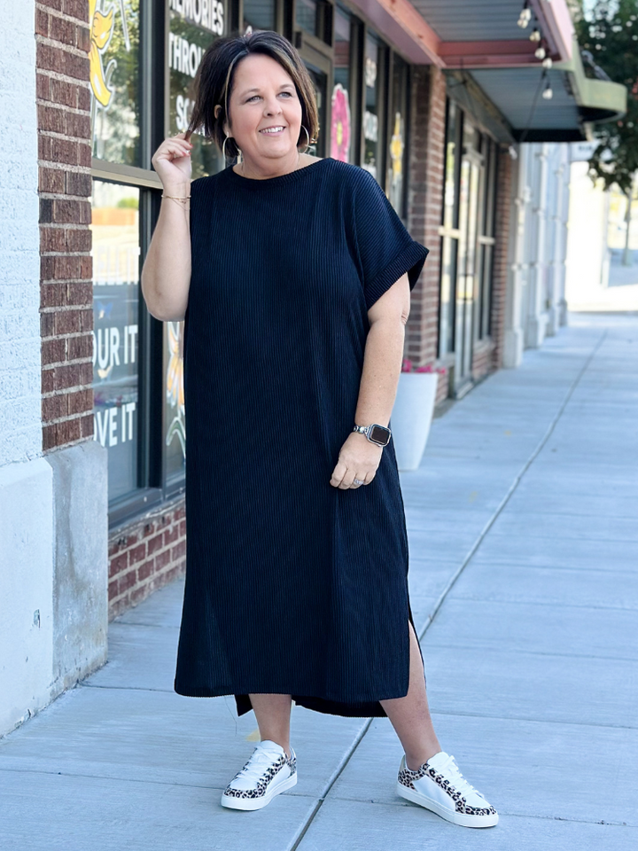 The Debra Ribbed Dress-Black