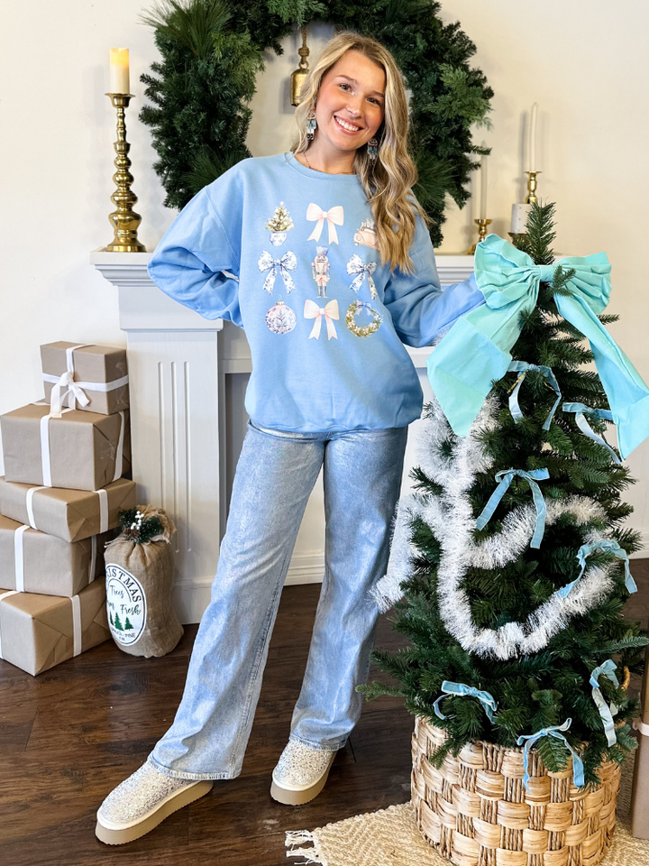 Blue Ornate Christmas Sweatshirt