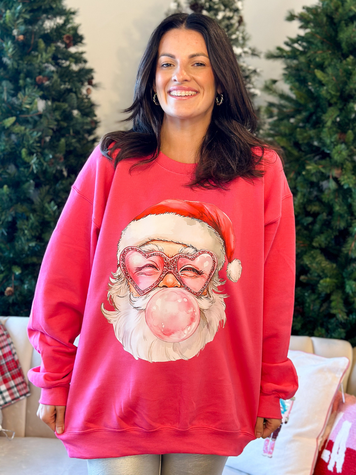 Santa Bubble Gum Sweatshirt - Pink