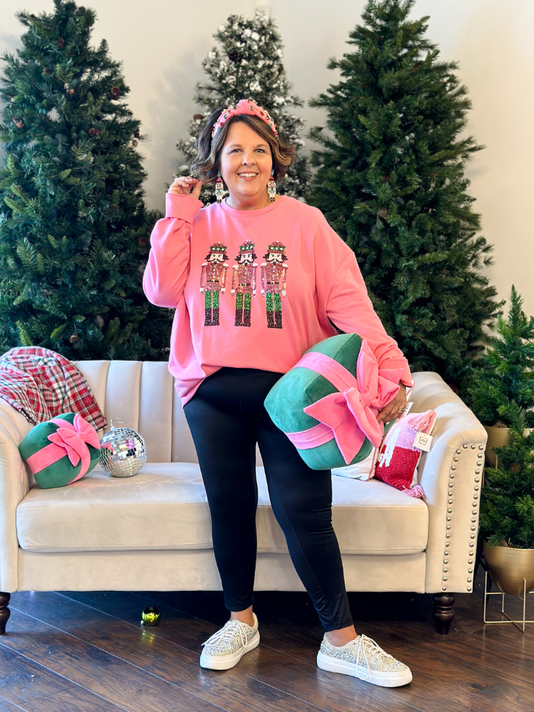 Nutcracker Sequin Sweatshirt - Pink & Green