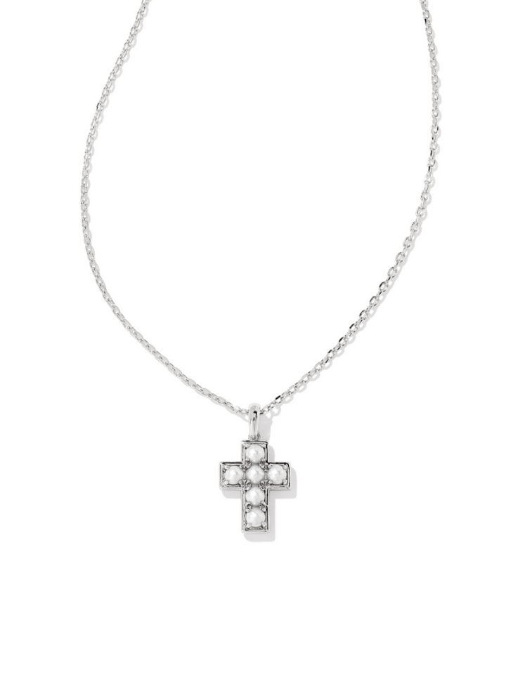 Kendra Scott Pearl Cross Necklace - Silver & Pearl