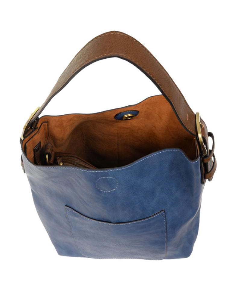 Joy Susan Classic Hobo Handbag- Celestial Blue / Coffee Handle