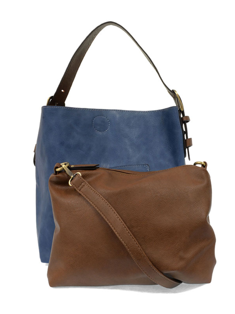 Joy Susan Classic Hobo Handbag- Celestial Blue / Coffee Handle