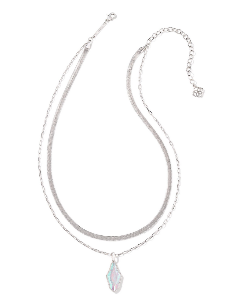 Kendra Scott Evelyn Multi Strand Necklace - Silver & Crystal Dichroic