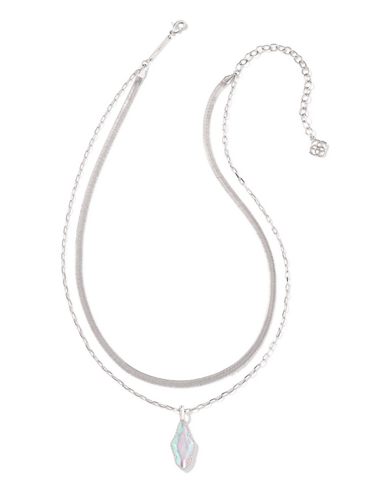 Kendra Scott Evelyn Multi Strand Necklace - Silver & Crystal Dichroic