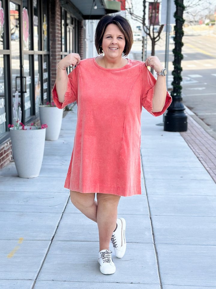 The Janie T-shirt Dress - Papaya