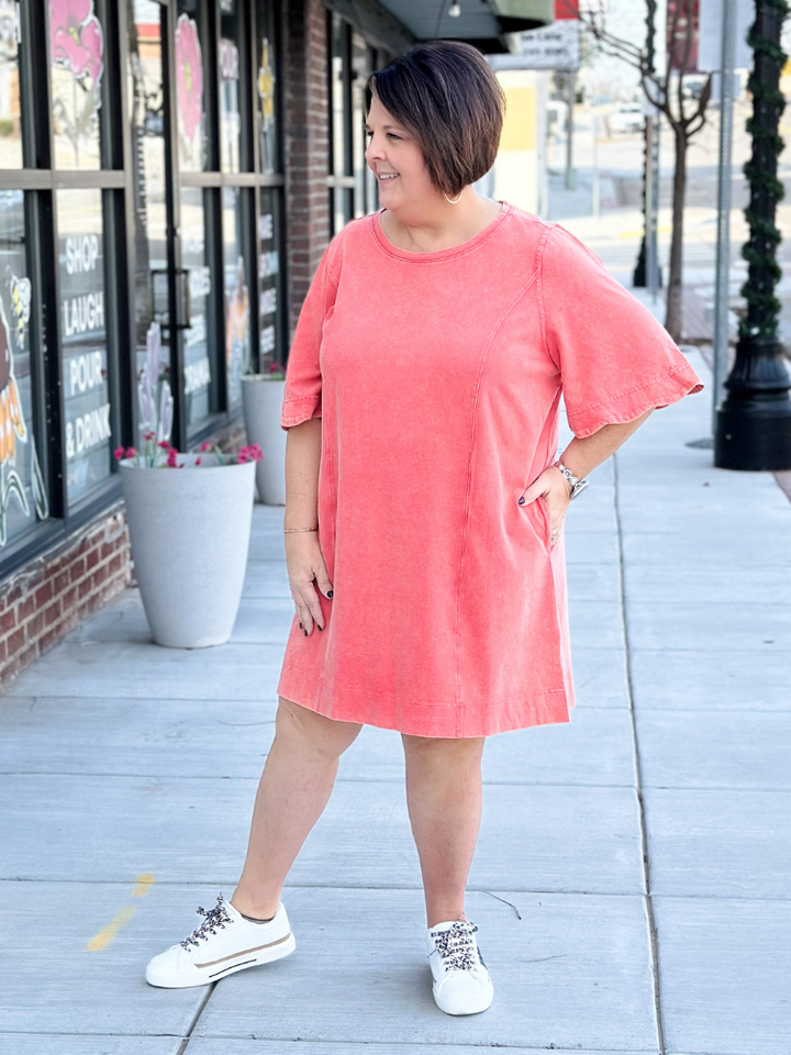 The Janie T-shirt Dress - Papaya