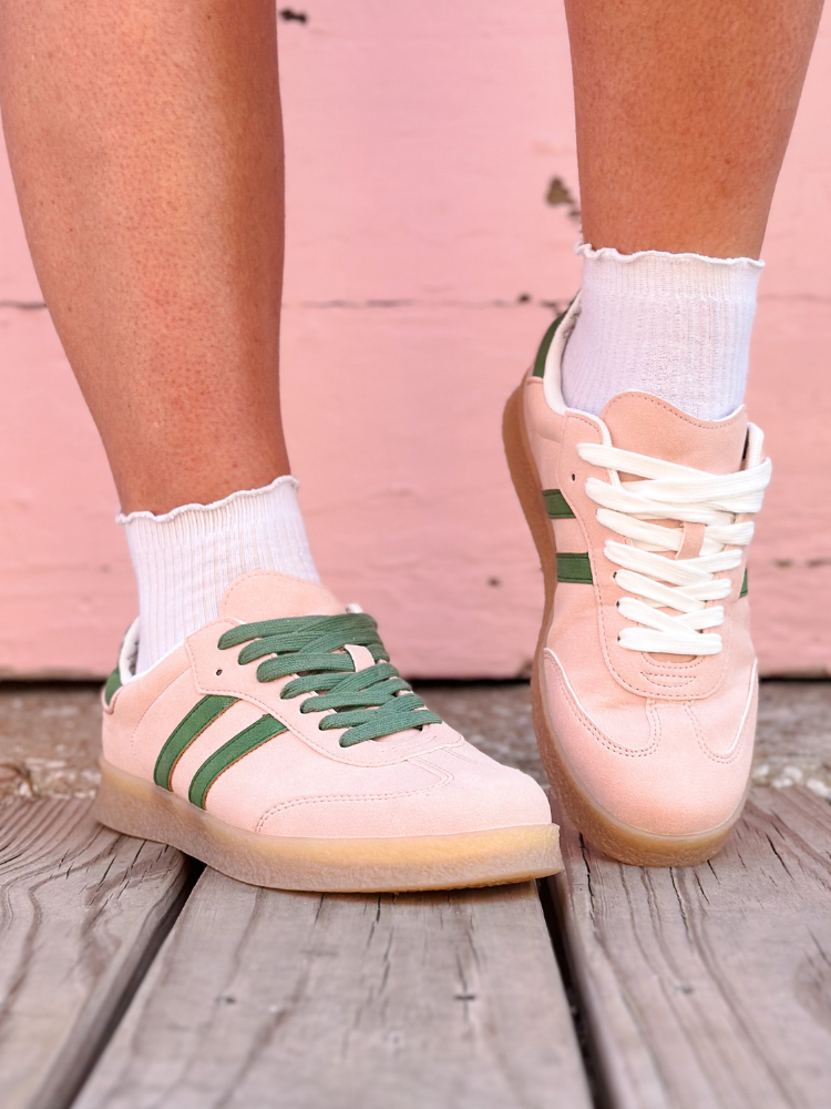 Christi Double Stripe Sneaker - Blush & Green